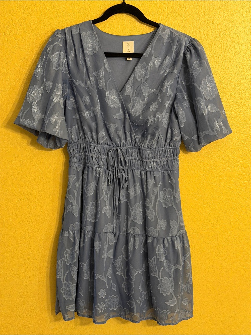 Joie Slate Blue Floral Wrap-Tie Tiered Dress